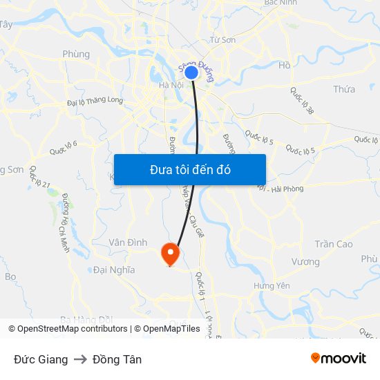 Đức Giang to Đồng Tân map