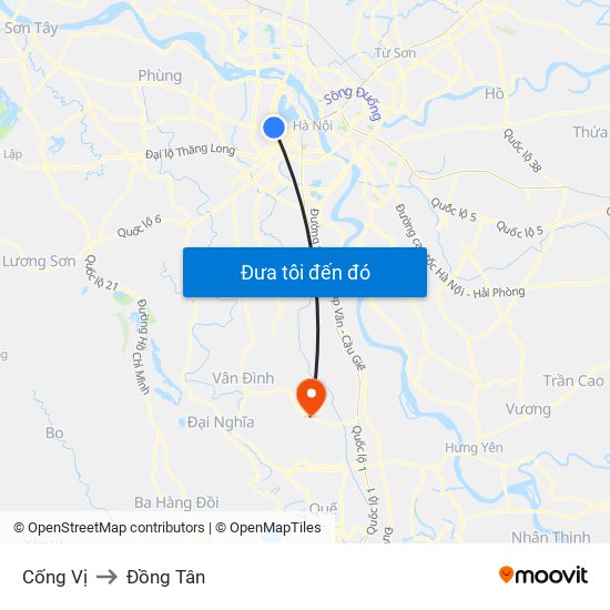Cống Vị to Đồng Tân map