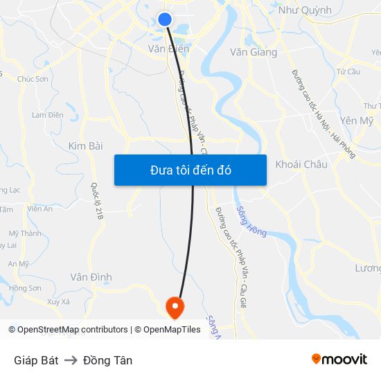 Giáp Bát to Đồng Tân map