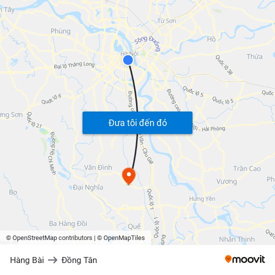 Hàng Bài to Đồng Tân map
