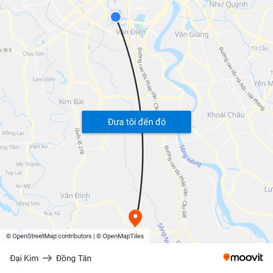 Đại Kim to Đồng Tân map