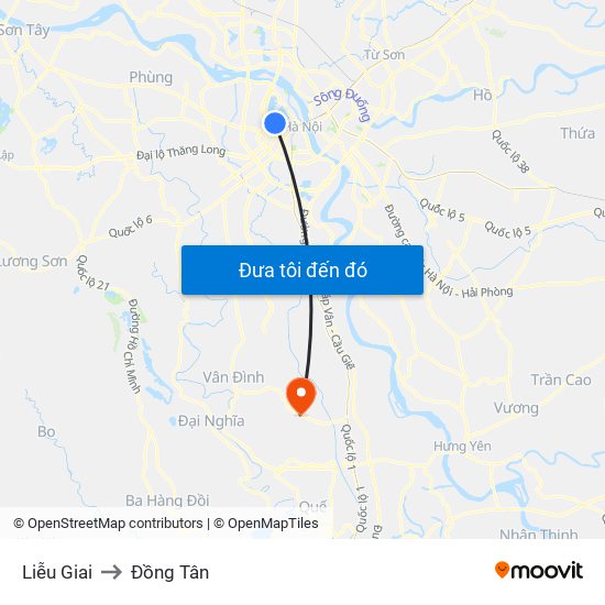 Liễu Giai to Đồng Tân map