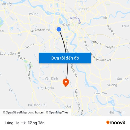 Láng Hạ to Đồng Tân map