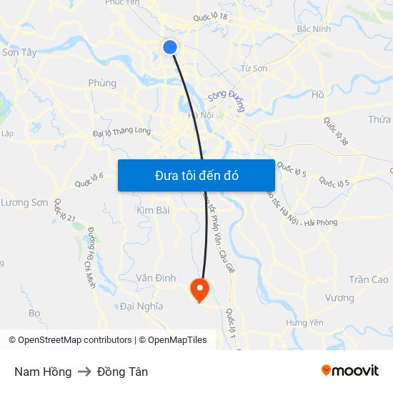 Nam Hồng to Đồng Tân map