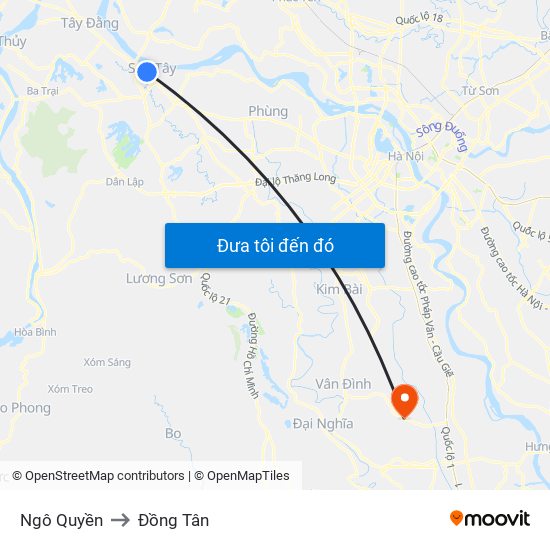 Ngô Quyền to Đồng Tân map