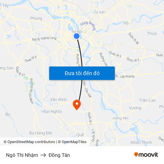 Ngô Thì Nhậm to Đồng Tân map