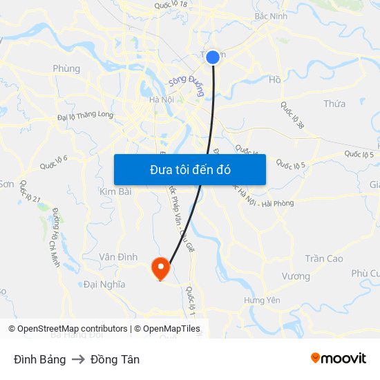 Đình Bảng to Đồng Tân map