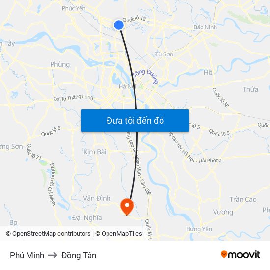 Phú Minh to Đồng Tân map