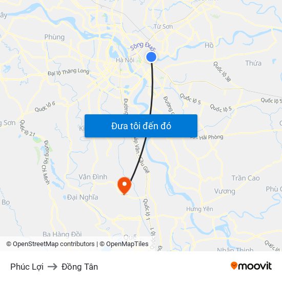 Phúc Lợi to Đồng Tân map