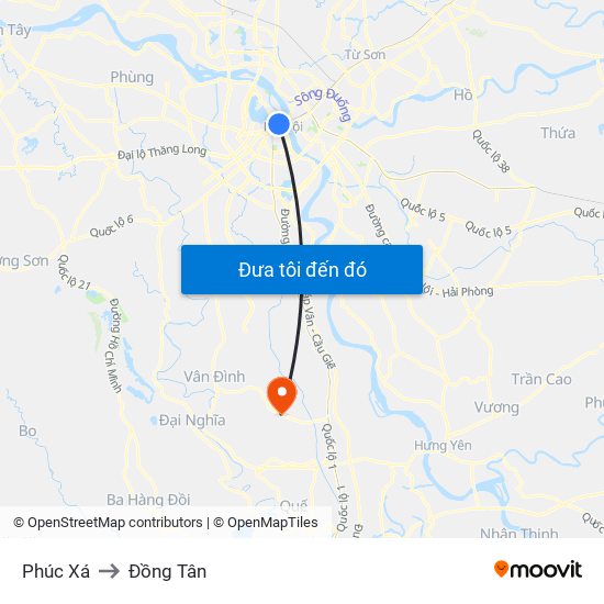 Phúc Xá to Đồng Tân map