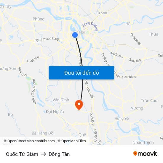 Quốc Tử Giám to Đồng Tân map