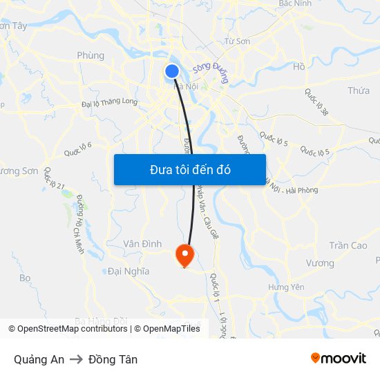 Quảng An to Đồng Tân map