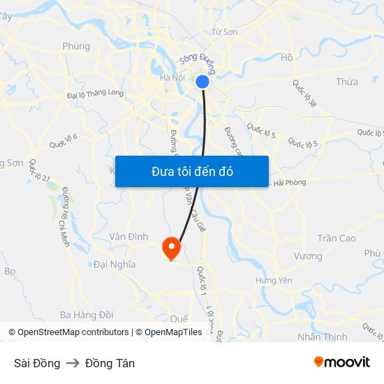 Sài Đồng to Đồng Tân map