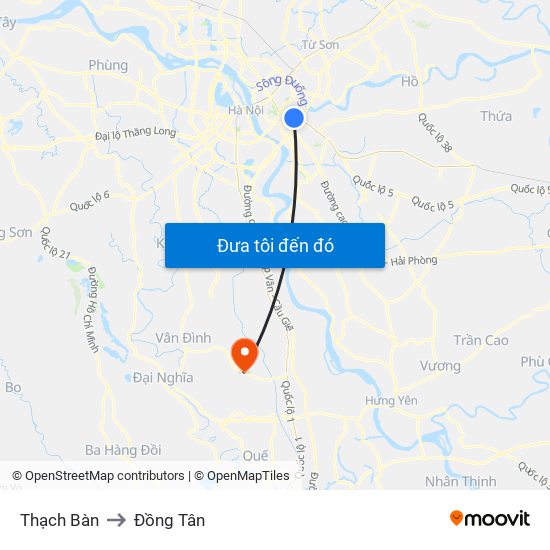 Thạch Bàn to Đồng Tân map