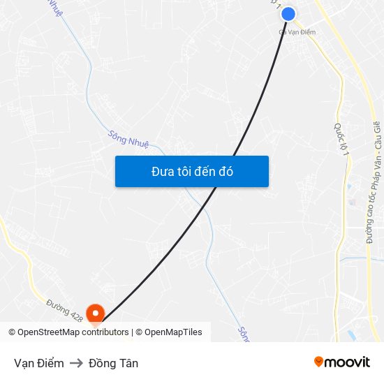 Vạn Điểm to Đồng Tân map