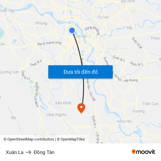 Xuân La to Đồng Tân map