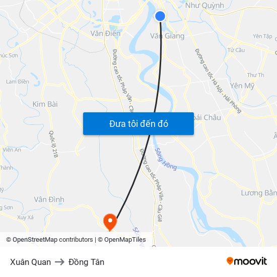 Xuân Quan to Đồng Tân map