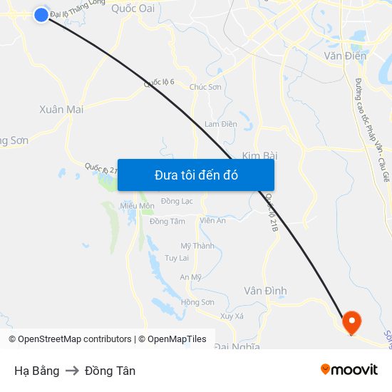 Hạ Bằng to Đồng Tân map