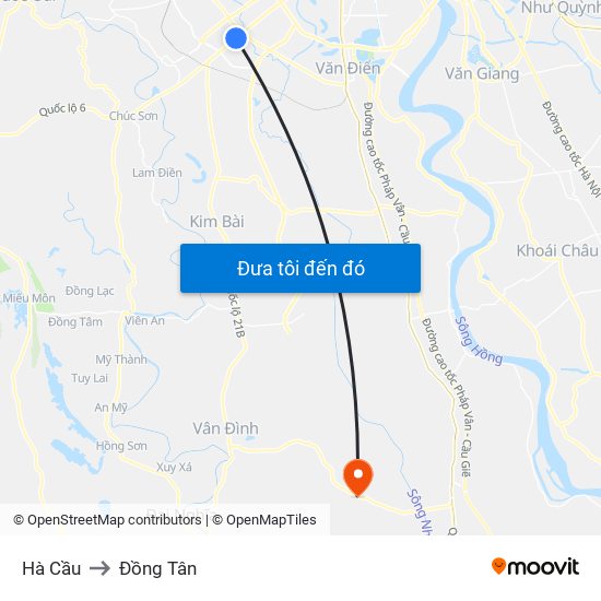 Hà Cầu to Đồng Tân map