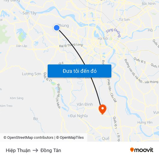 Hiệp Thuận to Đồng Tân map