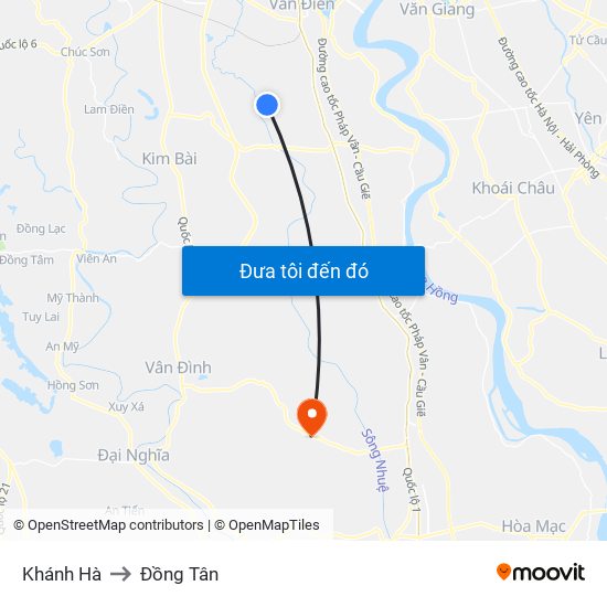 Khánh Hà to Đồng Tân map