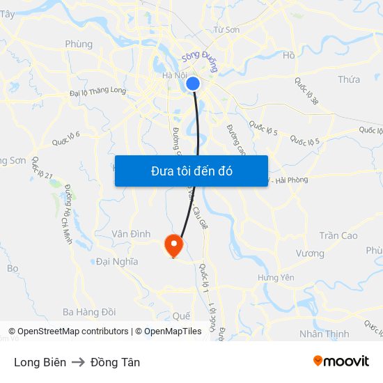 Long Biên to Đồng Tân map