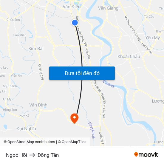 Ngọc Hồi to Đồng Tân map