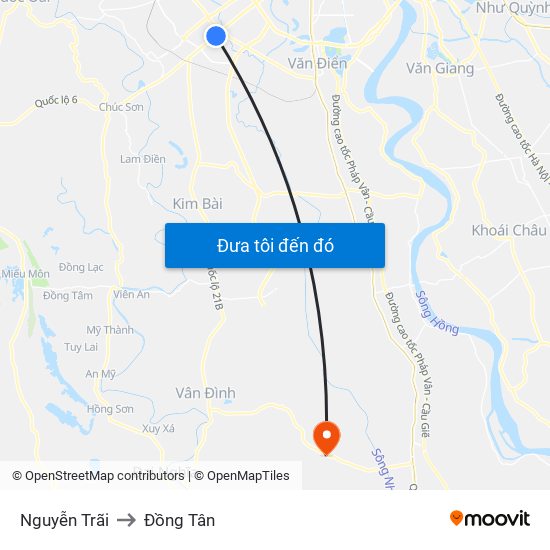 Nguyễn Trãi to Đồng Tân map
