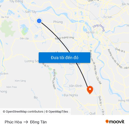 Phúc Hòa to Đồng Tân map