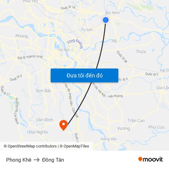 Phong Khê to Đồng Tân map