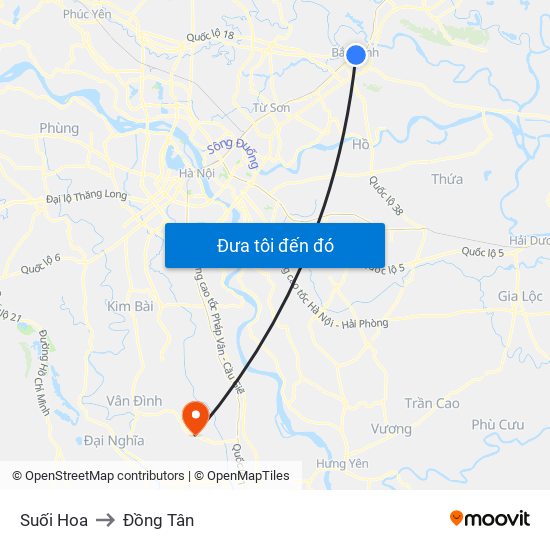 Suối Hoa to Đồng Tân map