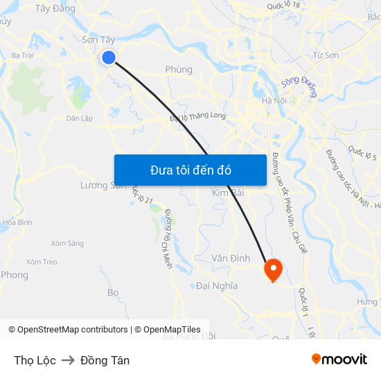 Thọ Lộc to Đồng Tân map