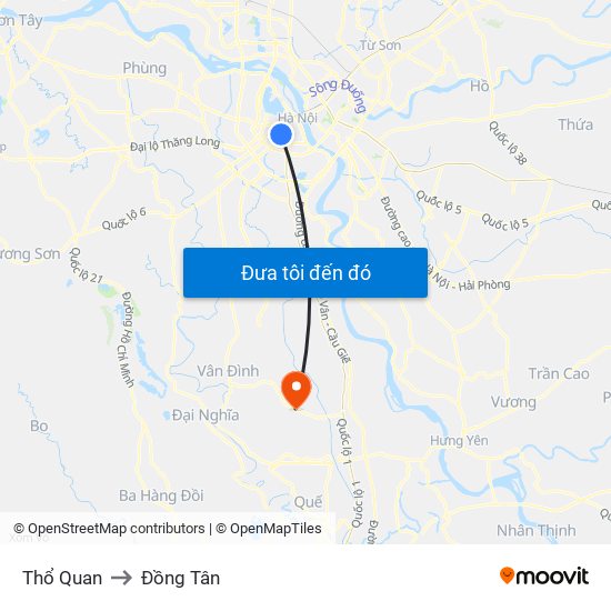 Thổ Quan to Đồng Tân map
