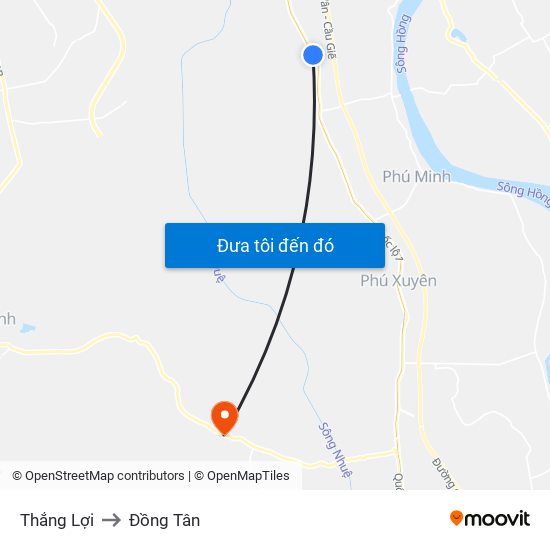 Thắng Lợi to Đồng Tân map