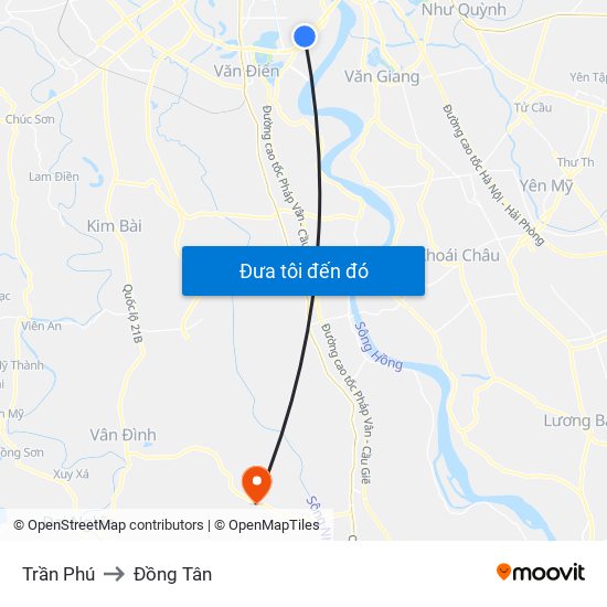 Trần Phú to Đồng Tân map