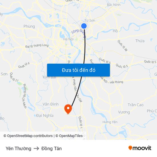 Yên Thường to Đồng Tân map
