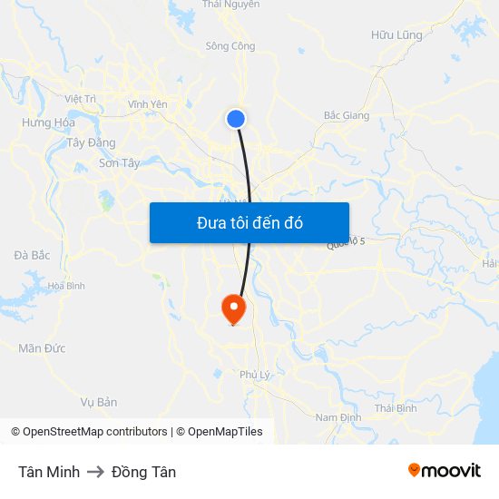 Tân Minh to Đồng Tân map