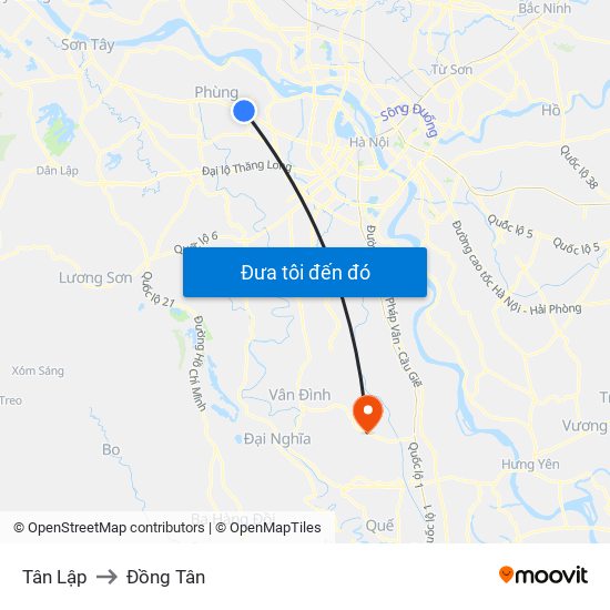 Tân Lập to Đồng Tân map