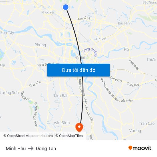 Minh Phú to Đồng Tân map