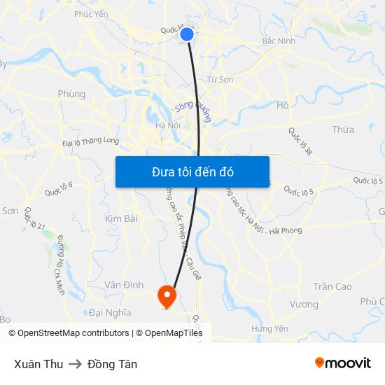 Xuân Thu to Đồng Tân map