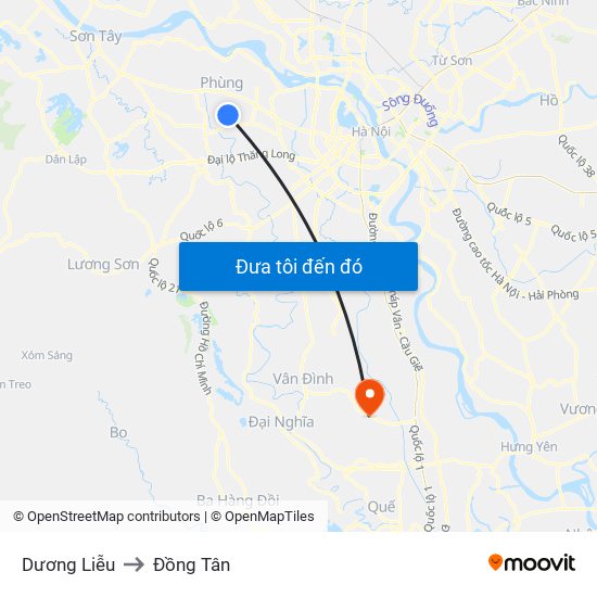 Dương Liễu to Đồng Tân map