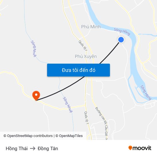 Hồng Thái to Đồng Tân map