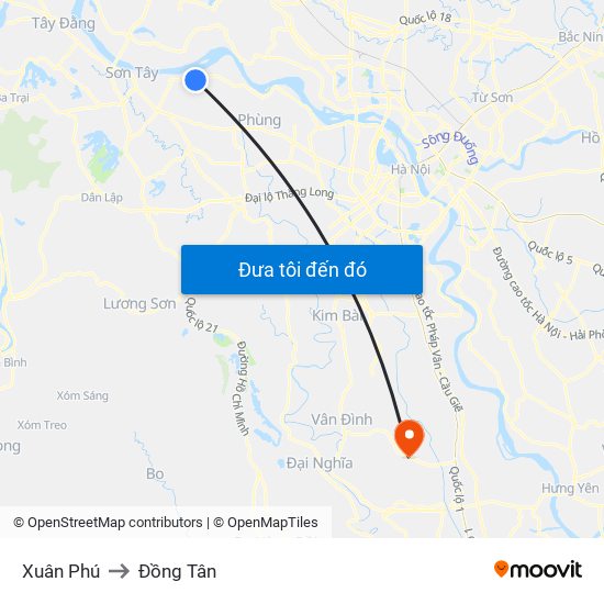 Xuân Phú to Đồng Tân map