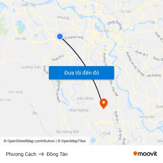 Phượng Cách to Đồng Tân map