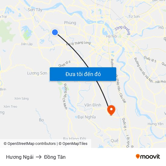 Hương Ngải to Đồng Tân map