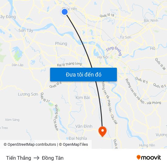 Tiến Thắng to Đồng Tân map