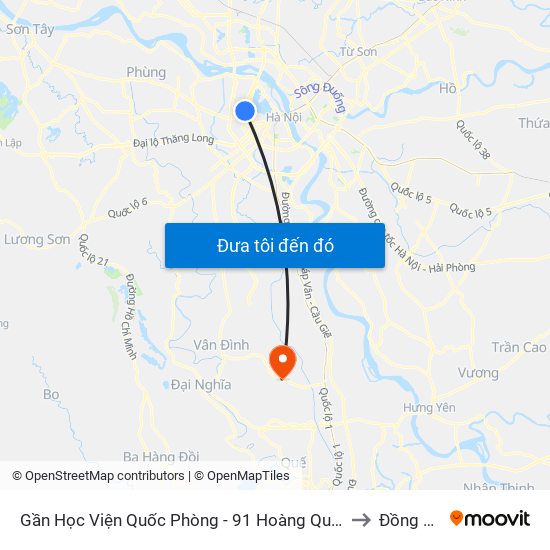 Gần Học Viện Quốc Phòng - 91 Hoàng Quốc Việt to Đồng Tân map