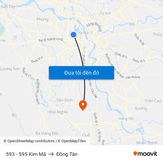 593 - 595 Kim Mã to Đồng Tân map