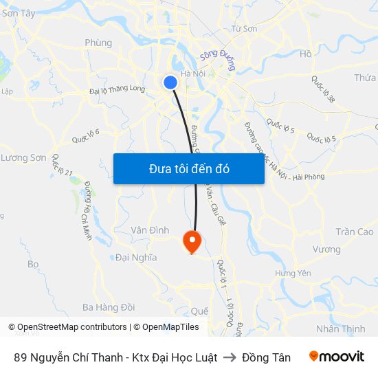 89 Nguyễn Chí Thanh - Ktx Đại Học Luật to Đồng Tân map