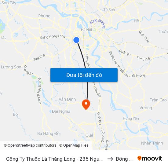 Công Ty Thuốc Lá Thăng Long - 235 Nguyễn Trãi to Đồng Tân map